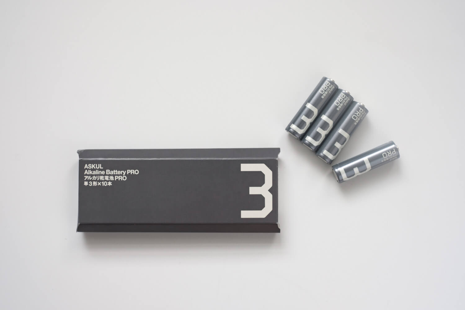 アスクル　ロハコ アルカリ乾電池 Pro 単3 パッケージと電池
